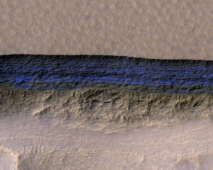 Mars ice would be available to astronauts An enhanced-color view of underground ice exposed at the slope.